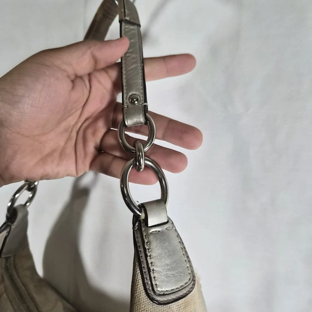 Y2k Coach Kristen Beige Embellished Hobo Bag 19340 Sequin
